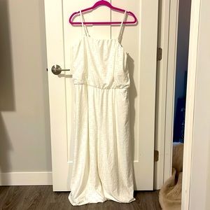 White eyelet pant romper